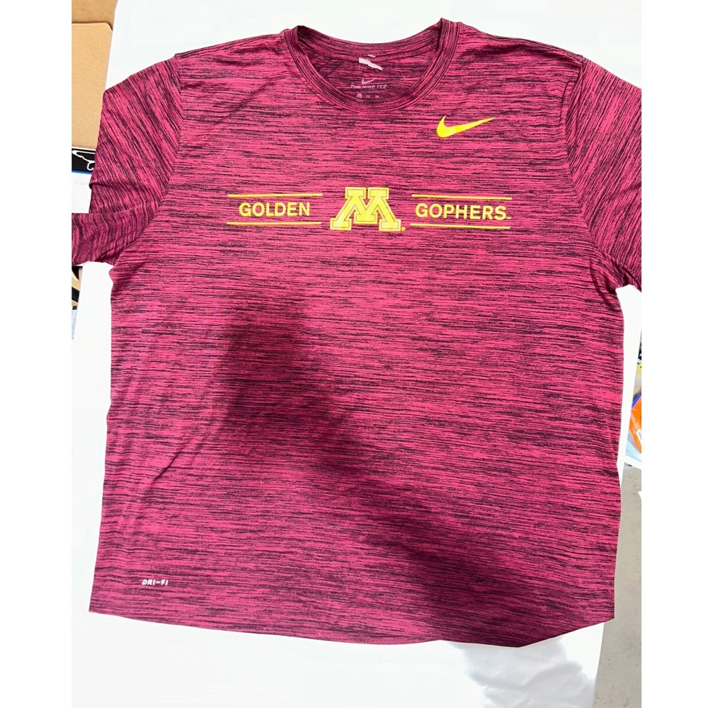 Nike Minnesota Golden Gophers Dri-FIT Maroon Space Dye Shirt Mens XXL NCAA